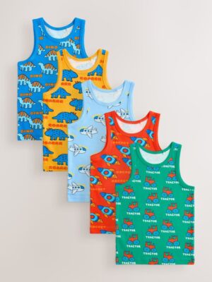 Multi Character Cotton Vests 5 Pack