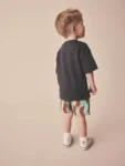 Red/Green Wavy Stripe Pull On Shorts
