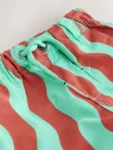 Red/Green Wavy Stripe Pull On Shorts