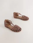 Bronze Metallic Plaited Fisherman Sandals