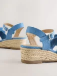 Blue Bow Wedge Sandals