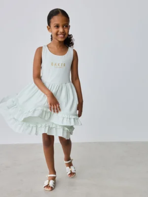 Baker by Ted Baker Tiered Cotton Poplin Mix Dress