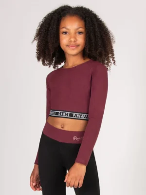Pineapple Red Tape Girls Long Sleeve Crop Top