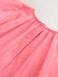 Coral Butterfly Angel Sleeve Mesh Dress