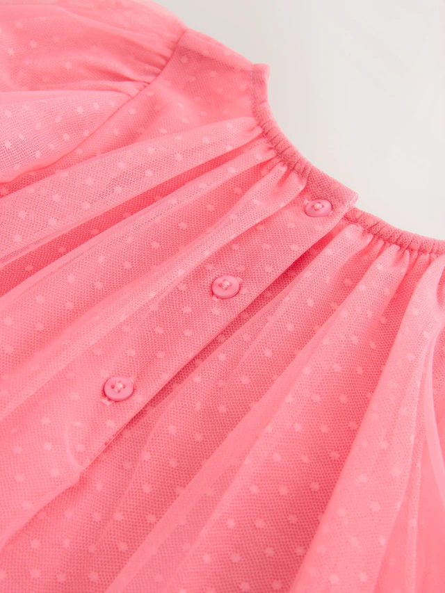 Coral Butterfly Angel Sleeve Mesh Dress
