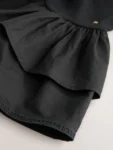 Baker by Ted Baker Drop Waist Cotton Mix Tiered Black Dress