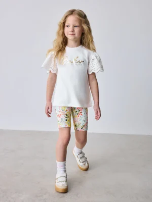 Baker by Ted Baker Broderie Sleeve T-Shirt & Floral Cycle Short 2 Piece Set