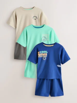 Blue/Stone/Mint Good Times Short Pyjamas 3 Pack