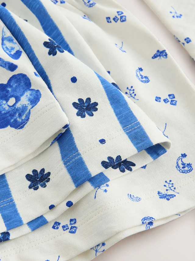 Blue floral Snuggle Short Pyjamas 3 Pack