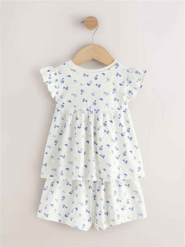 Blue floral Snuggle Short Pyjamas 3 Pack