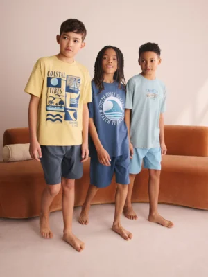 Blue/Yellow/Grey Surf Short Pyjamas 3 Pack