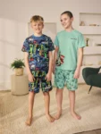 Green/Blue Minecraft Short Pyjamas 2 Pack