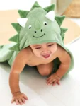 JoJo Maman Bébé Green Dino Character Hooded Towel