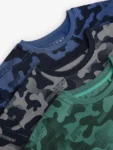 Blue/Grey/Green Camouflage Short Pyjamas 3 Pack
