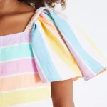 Rainbow Stripe Angel Sleeve Dress