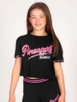 Pineapple Black Logo Girls Dance Crop T-Shirt