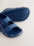 Navy Transport Double Buckle Ankle Strap EVA Sandals