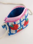 Red/Blue Beaded Tomato Cross-Body Bag