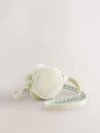 Ecru White Flower Novelty Plush Cross-Body Bag