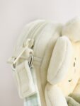 Ecru White Flower Novelty Plush Cross-Body Bag