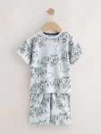 Blue/Grey Linear Print Short Pyjamas 3 Pack