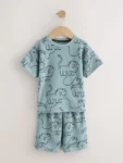 Blue/Grey Linear Print Short Pyjamas 3 Pack