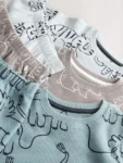 Blue/Grey Linear Print Short Pyjamas 3 Pack