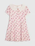 River Island Pink Floral Collar Flare Dress