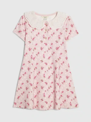 River Island Pink Floral Collar Flare Dress