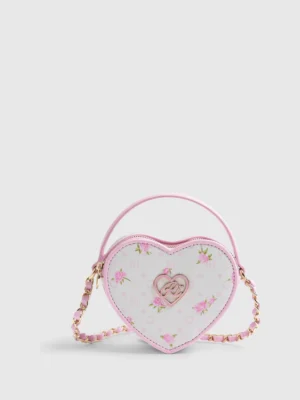 River Island Pink Ditsy Floral Heart Mini Cross-Body Bag