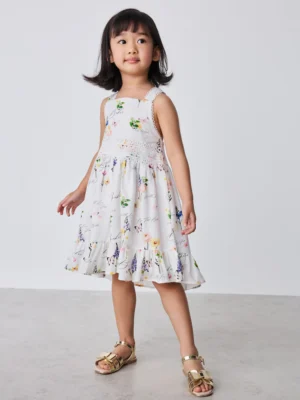 Baker by Ted Baker Linen Blend Floral Print Tiered Dress