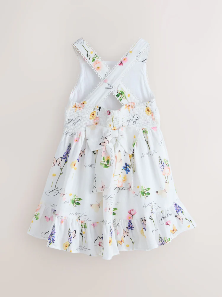 Baker by Ted Baker Linen Blend Floral Print Tiered Dress