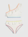 River Island White Asymmetric Neon Whipstitch Bikini