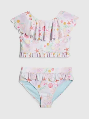 River Island Cream Under The Sea Frill Bikini