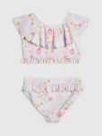 River Island Cream Under The Sea Frill Bikini