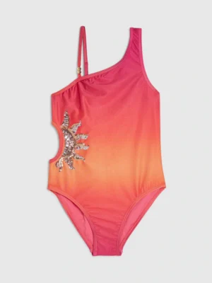 River Island Orange Ombre Sequin Sun Swimsuit