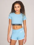 Pineapple Blue Tape Hem Crop T-Shirt
