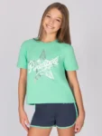 Pineapple Green Logo Girls Dance Crop T-Shirt