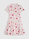 River Island Pink Stripe Lip & Hearts Print Polo Dress