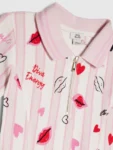 River Island Pink Stripe Lip & Hearts Print Polo Dress