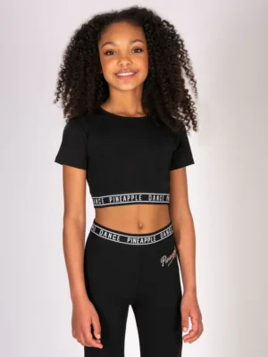 Pineapple Black Tape Hem Crop T-Shirt