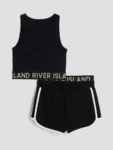River Island Black Glitter Waistband Tank Set