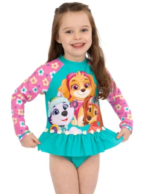 Character Blue PAW Patrol Skye Long Sleeve Floral Print Swimsuit