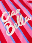 Pink/Red Stripe Slogan Towelling Poncho (3-16yrs)