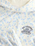Blue/White Floral Ditsy Towelling Hoodie And Shorts Set