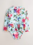 Baker by Ted Baker Mint Green Long Sleeve Peplum Frill Swimsuit
