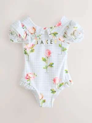 Baker by Ted Baker Gingham Print Puff Sleeve Swimsuit