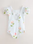 Baker by Ted Baker Gingham Print Puff Sleeve Swimsuit