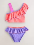 Baker by Ted Baker 2 Piece One Shoulder Contrast Frill Bikini