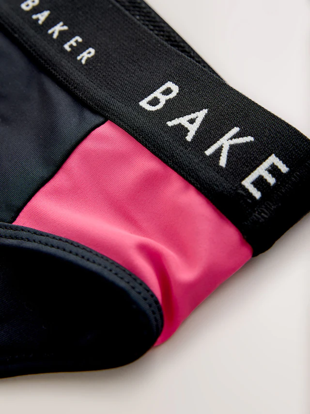 Baker by Ted Baker 2 Piece Colour Block Black Bikini Set